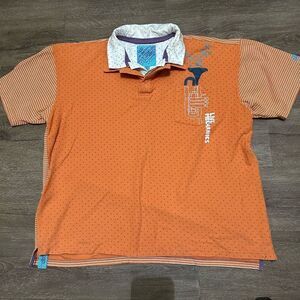Vtg Y2K Live Mechanics Mens Sz 3X Orange Polo Embroidered Music Theme Saxophone